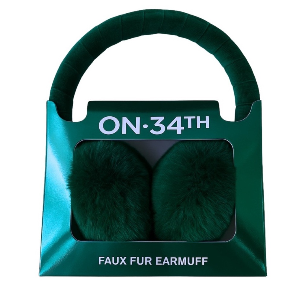 ON 34TH Green Faux Fur Earmuffs NWT